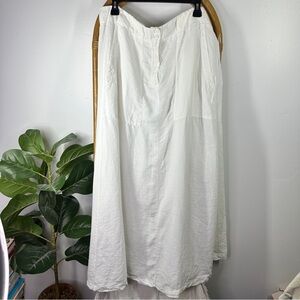 Transit Par Such White Linen Maxi Skirt w Pockets sz XL